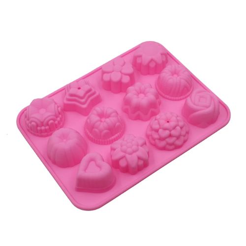 12pcs Assorted Silicon Flower Cake Mold